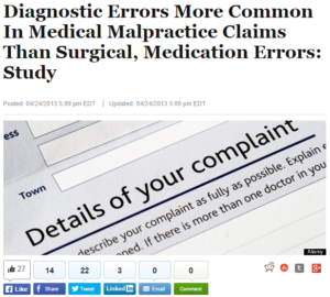 Diagnostic Errors more Common In Medical Malpractice Claims Than Surgical-Medication Errors-Study
