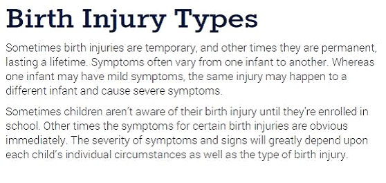 Birth Injury Types