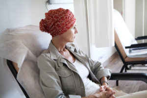 woman with cancer looking away